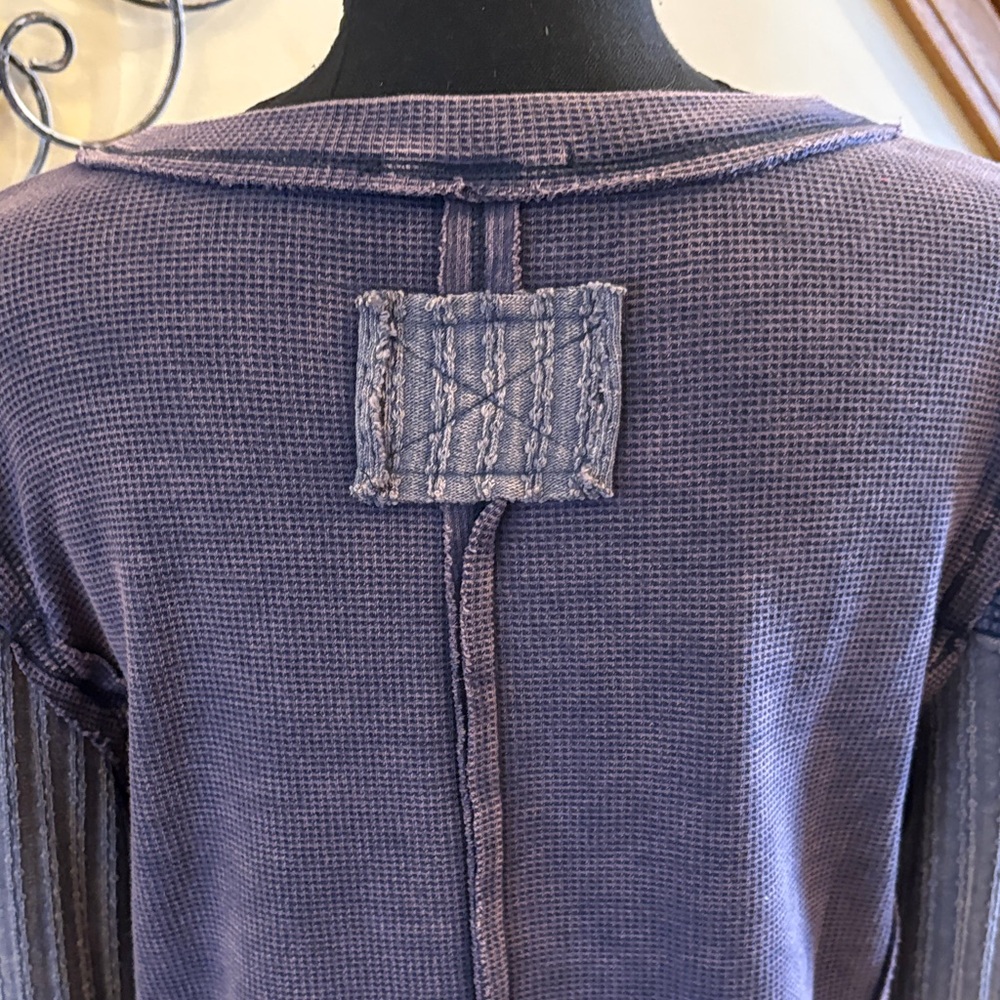 Oli & Hali Bluish-Purple Waffle Textured Henley - Picture 12 of 16